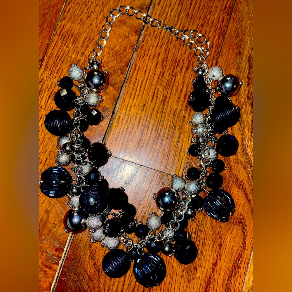 Black and silver beaded necklace